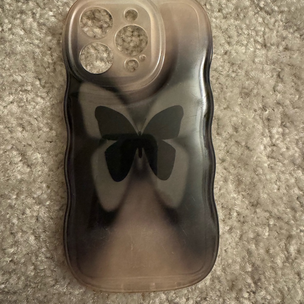 iPhone 15 Pro Elegant Black Butterfly Case